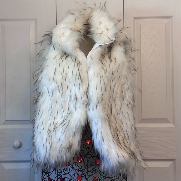 SPACE SIMONA CORSELLINI FAUX FUR DOWN JACKETDETACHABLE SLEEVES WHITE SIZE XS/40